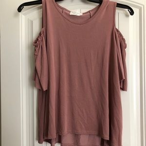 Cold shoulder pink top